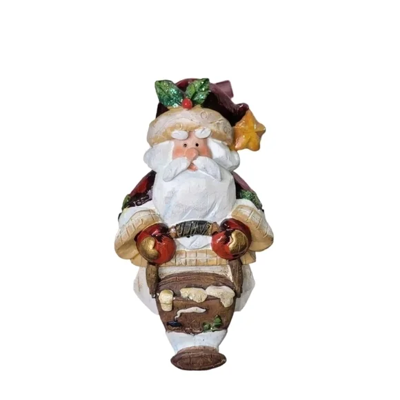 Vintage Santa Claus Christmas Stocking Holder Hanger Heavy Ceramic Or Resin 6½" - Picture 4 of 6